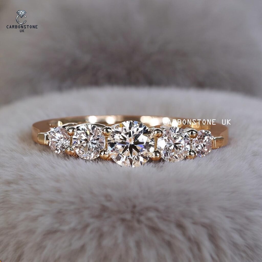 5 Stone Round Cut Engagement Ring