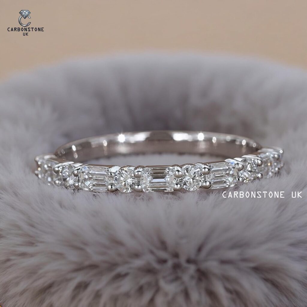 Stackable Emerald Cut Half Eternity Band