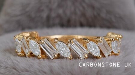Stackable Baguette Cut Three Quarter Eternity Band