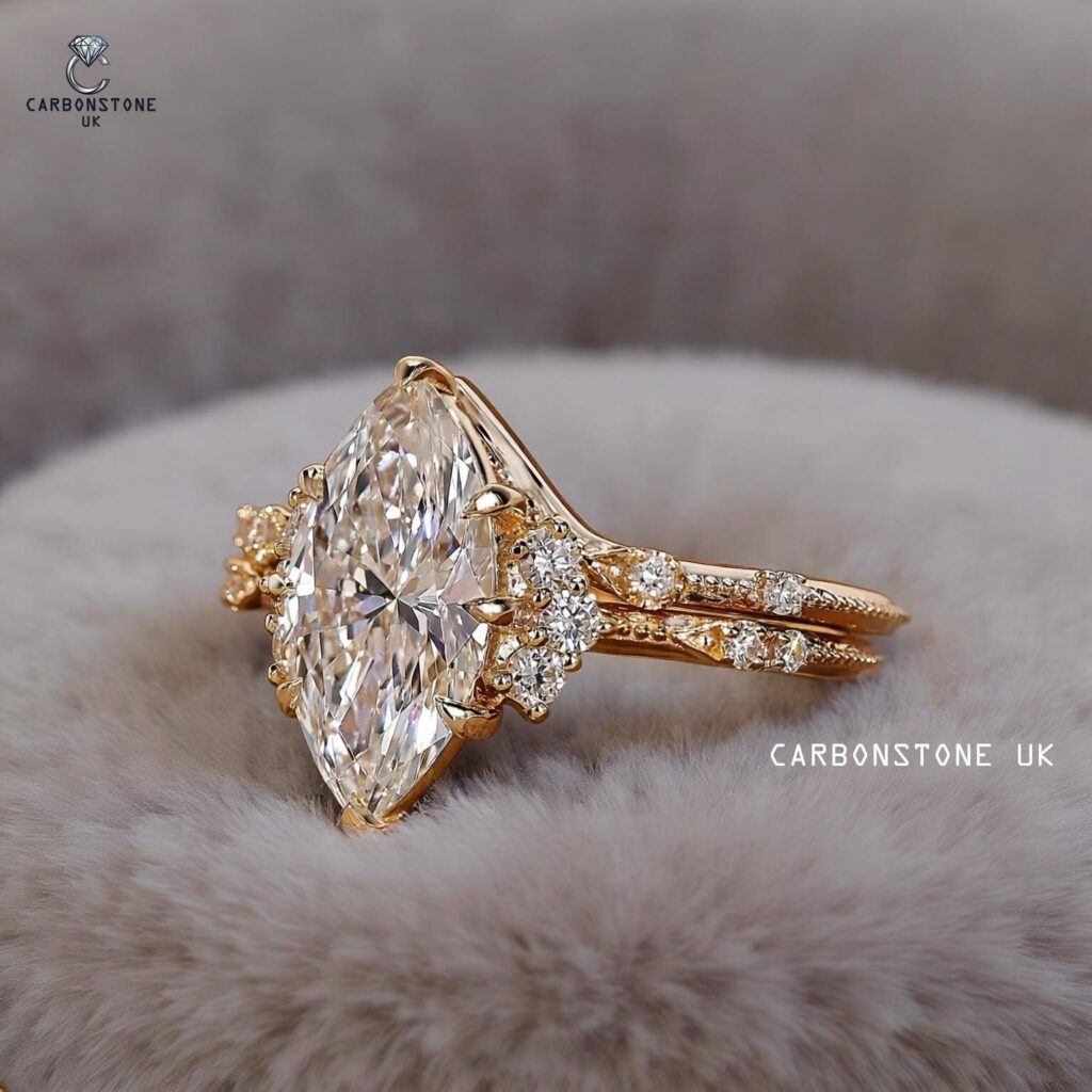 V Shaped Marquise Cut Engagement Ring