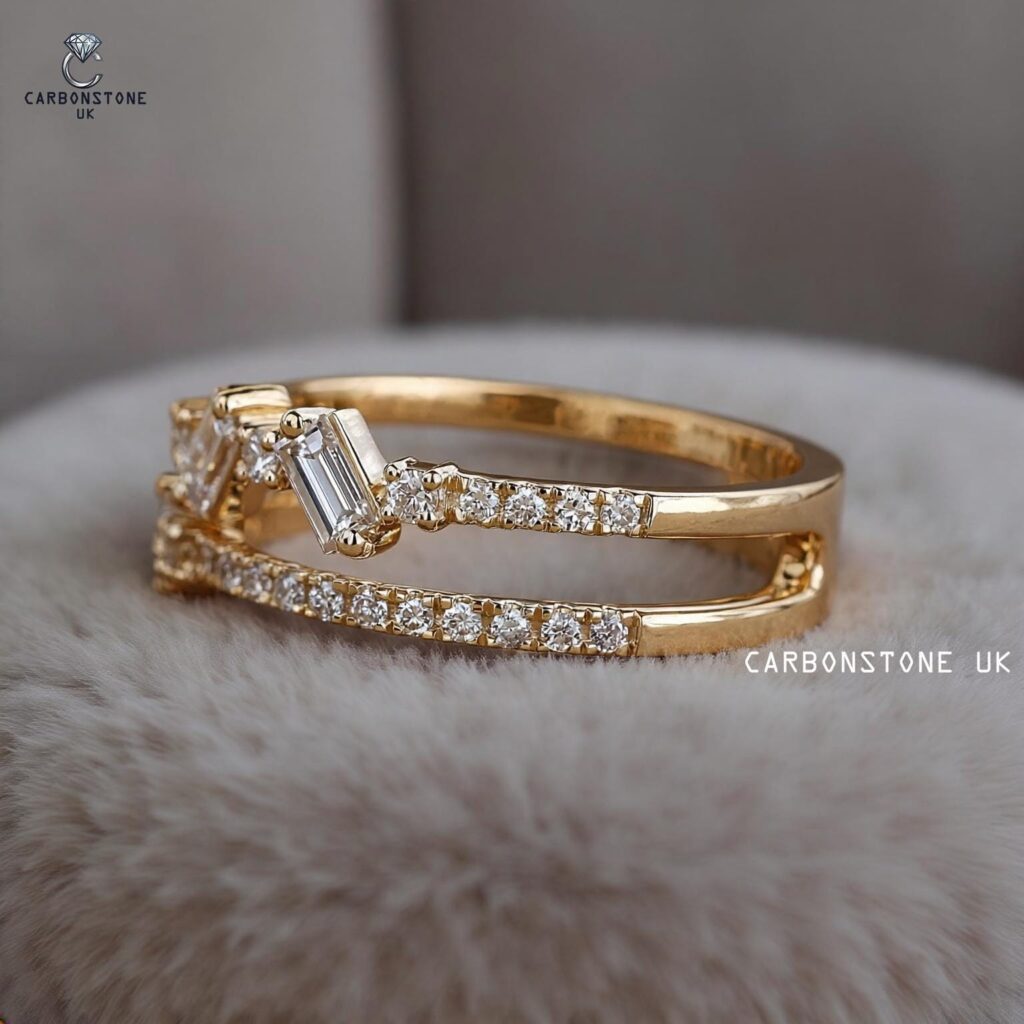 Pave Baguette Cut Wedding Band