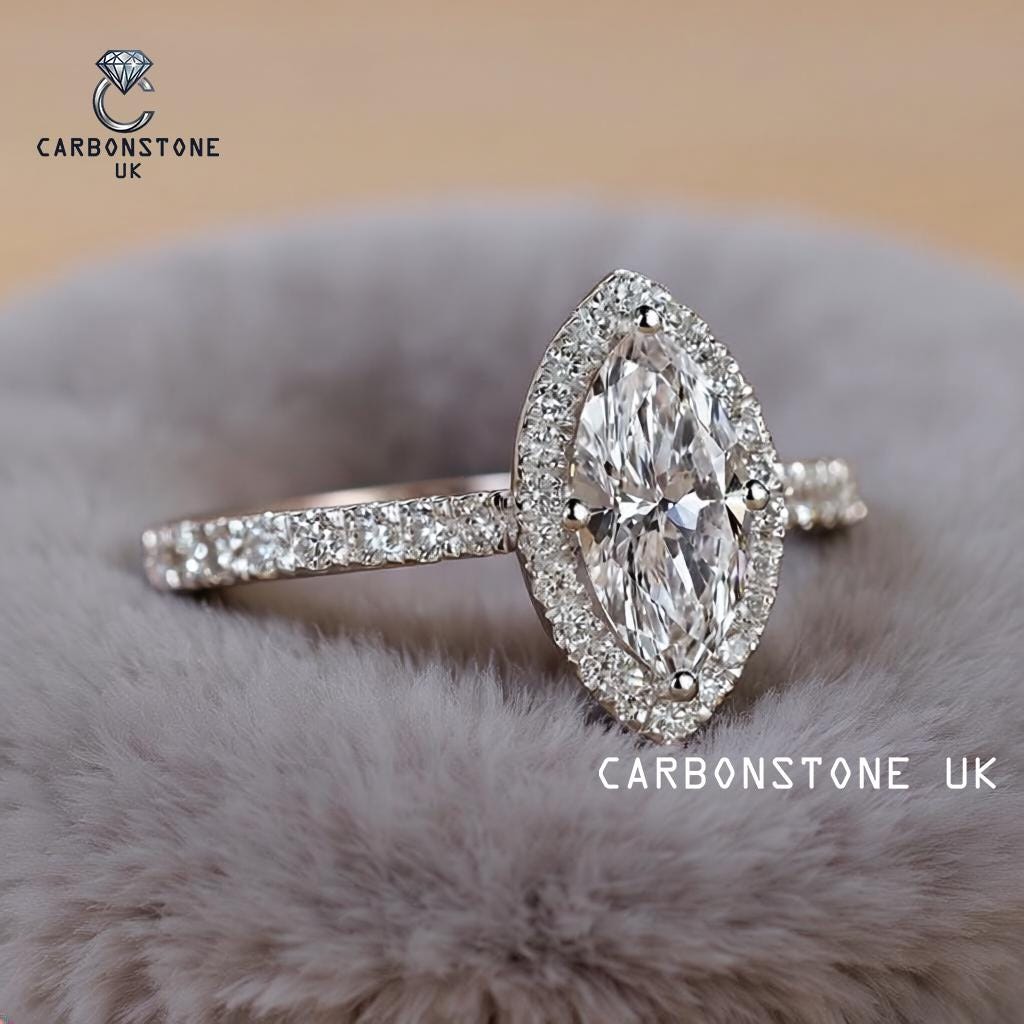 Halo Marquise Cut Engagement Ring in White Gold