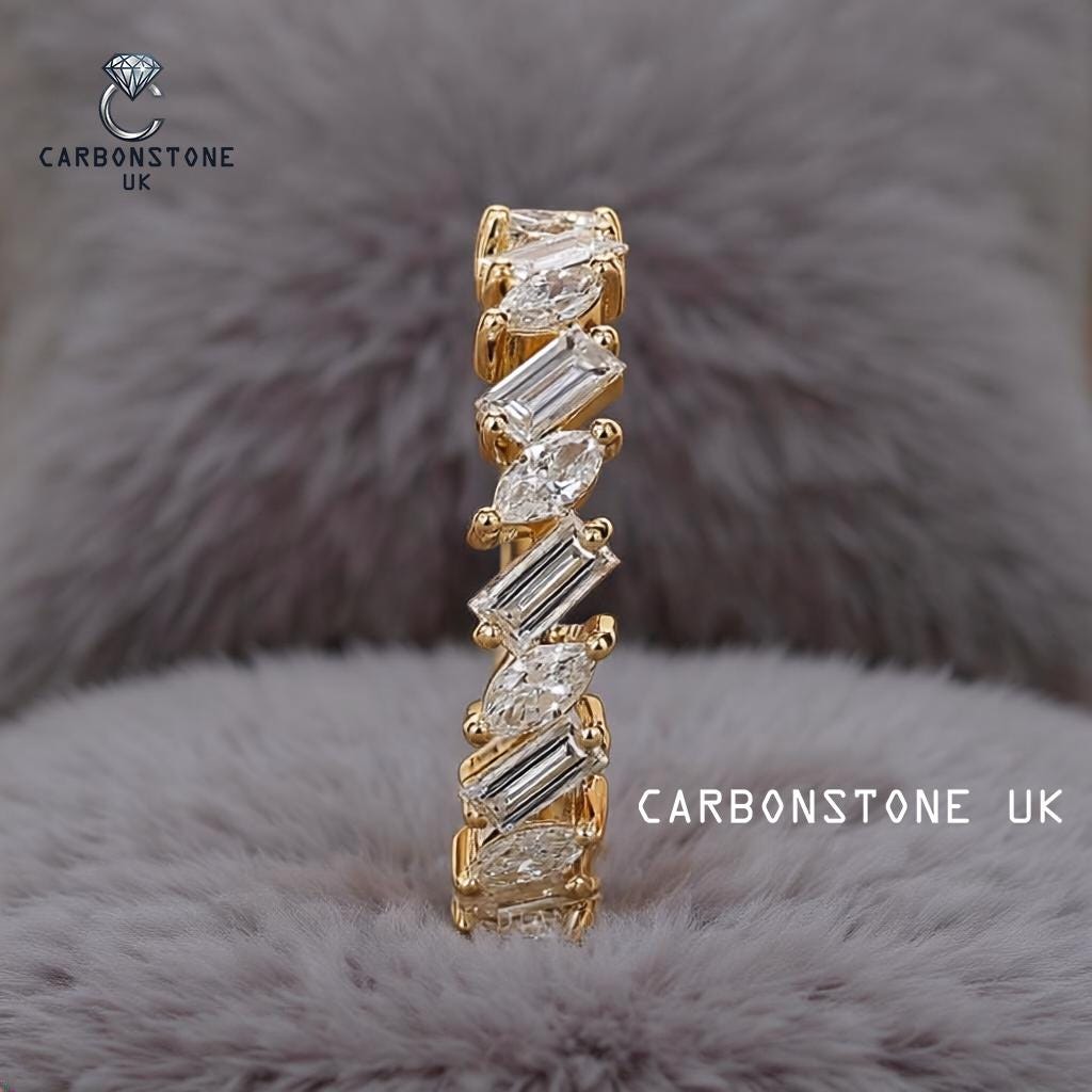 Stackable Baguette Cut Three Quarter Eternity Band
