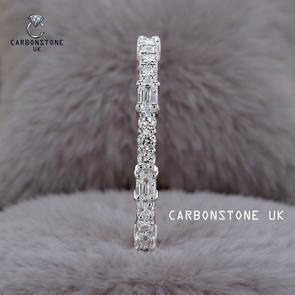Stackable Emerald Cut Three Quarter Eternity Band