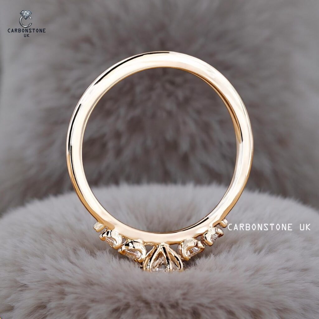 5 Stone Pear Cut Engagement Ring in Yellow Gold