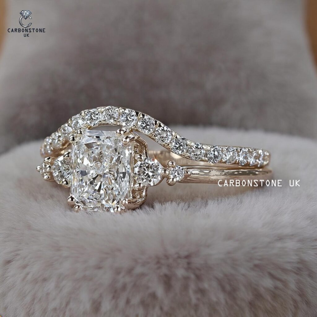 Curved Radiant Cut Bridal Set