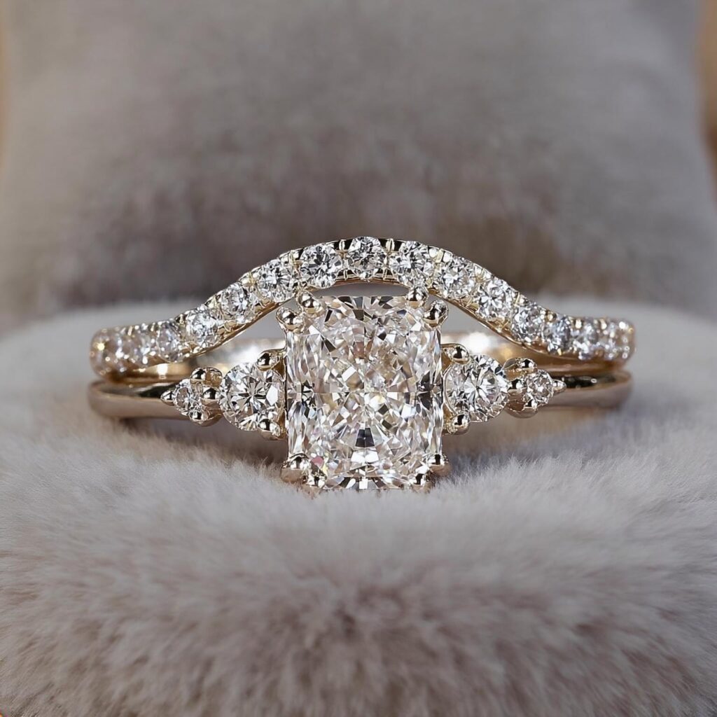 Curved Radiant Cut Bridal Set