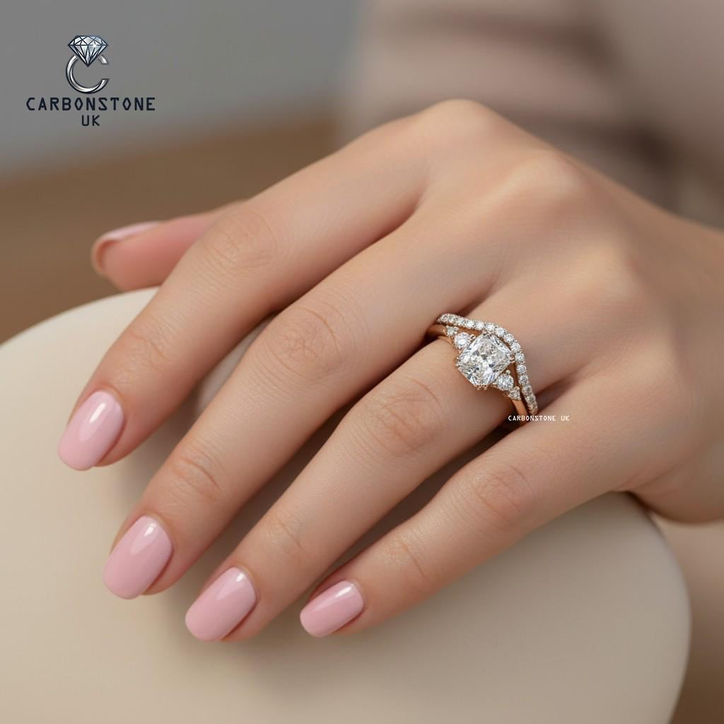 Curved Radiant Cut Bridal Set