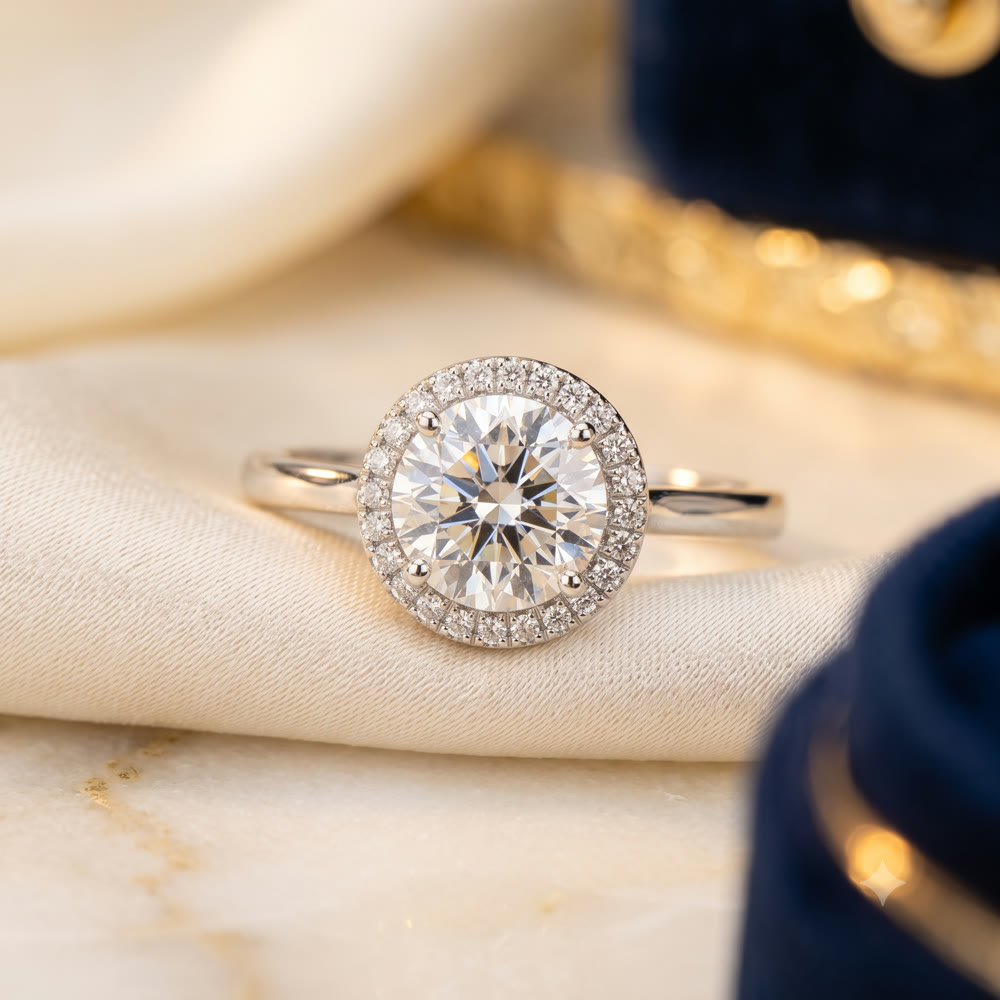 Halo engagement ring