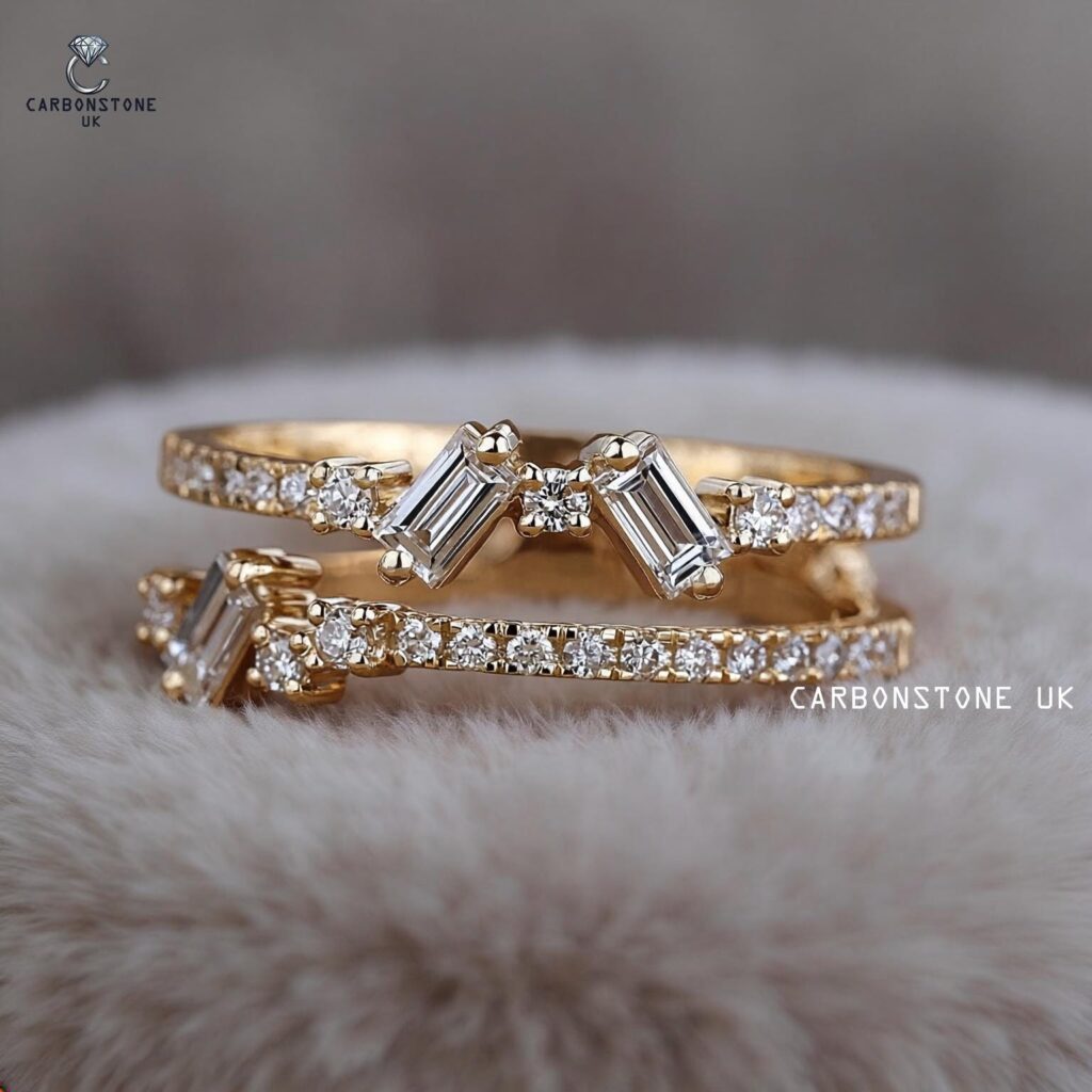 Pave Baguette Cut Wedding Band