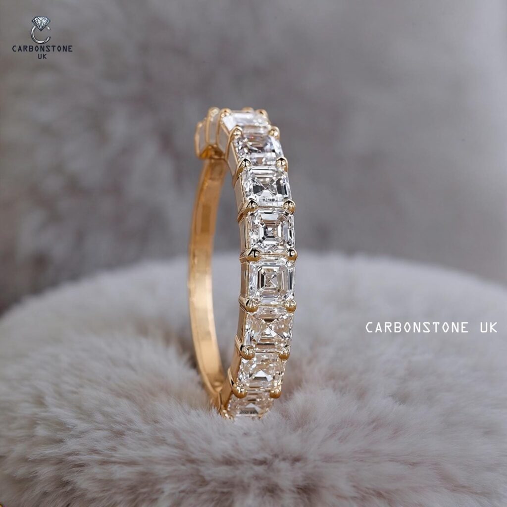 Stackable Asscher Cut Wedding Band in Yellow Gold