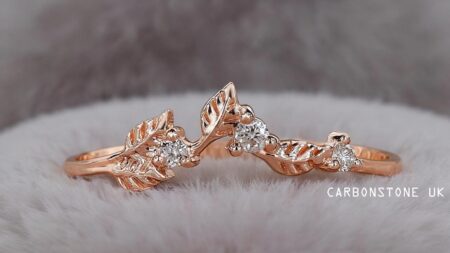 Chevron Round Cut Wedding Band in Rose Gold