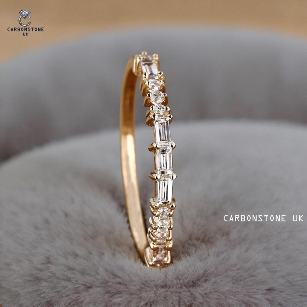 Baguette Cut Half Eternity Band in Sterling Silver
