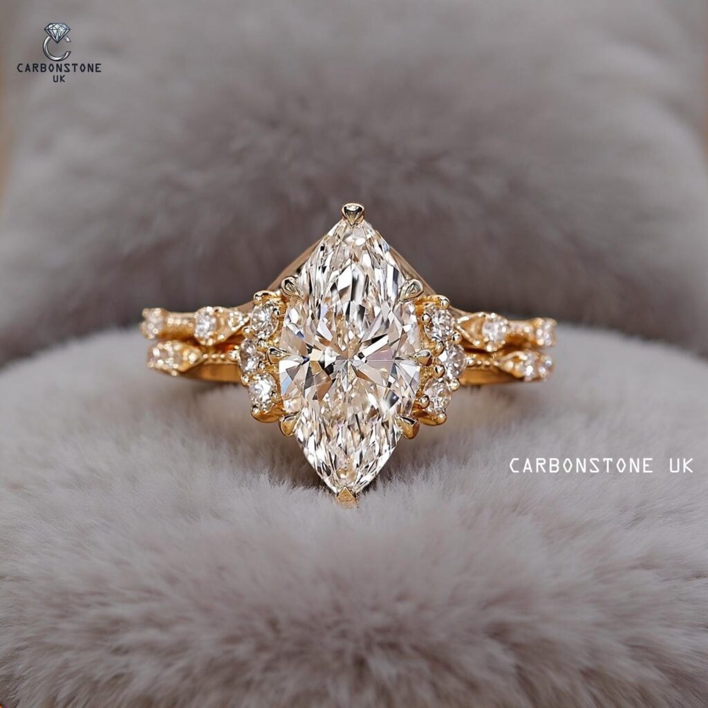 V Shaped Marquise Cut Engagement Ring