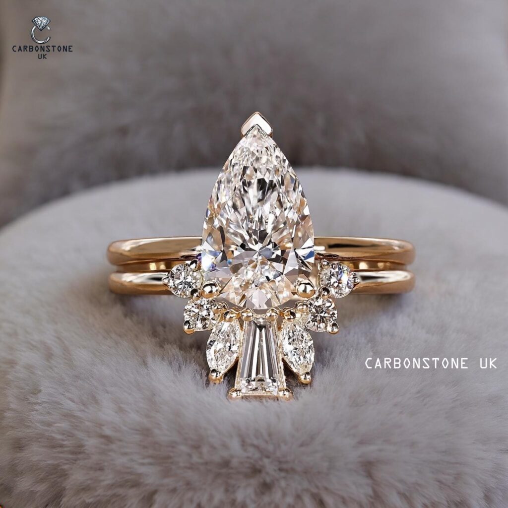 Curved Pear Cut Bridal Set