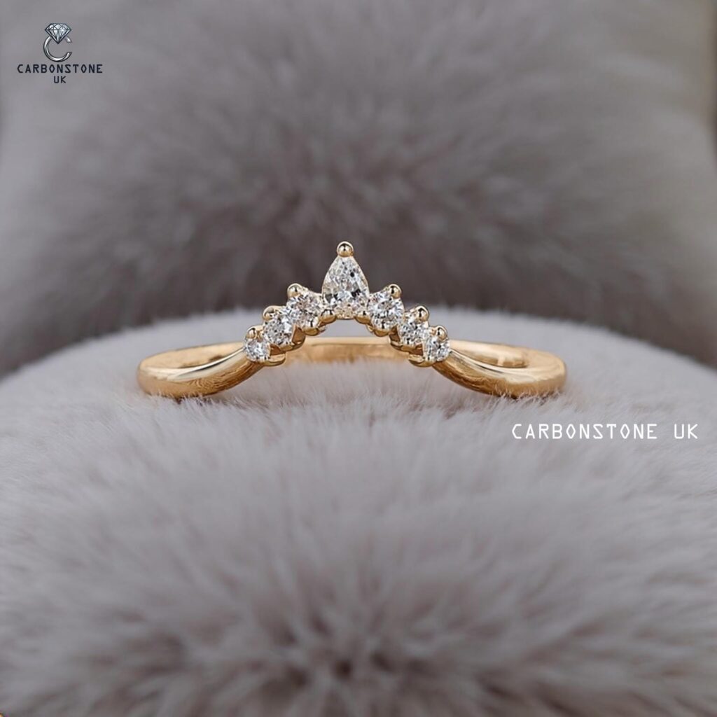 7 Stone Round Cut Wedding Band in Yellow Gold