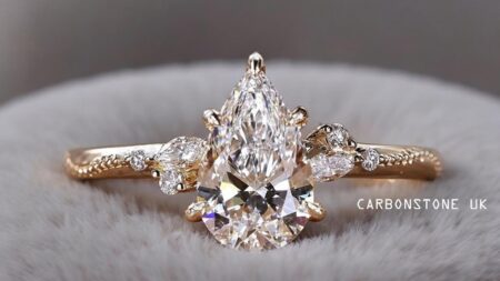 Cluster Pear Cut Engagement Ring in Sterling Silver