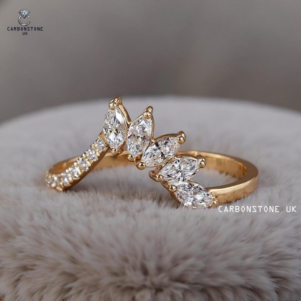 Chevron Marquise Cut Wedding Band