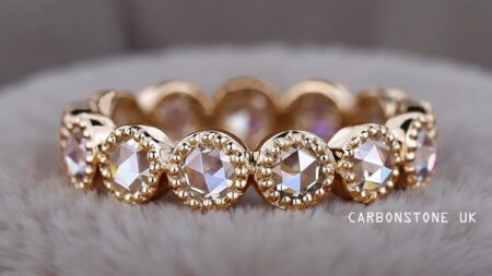 Bezel Rose Cut Eternity Band in Sterling Silver