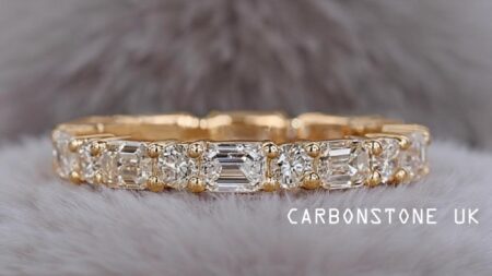 Stackable Emerald Cut Eternity Band in Sterling Silver