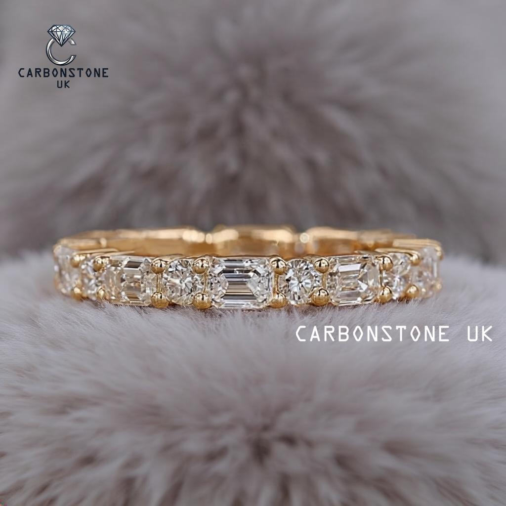 Stackable Emerald Cut Eternity Band in Sterling Silver