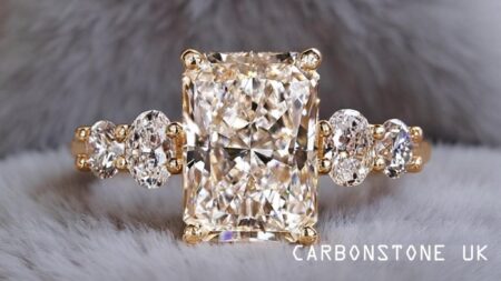 5 Stone Radiant Cut Engagement Ring in Yellow Gold