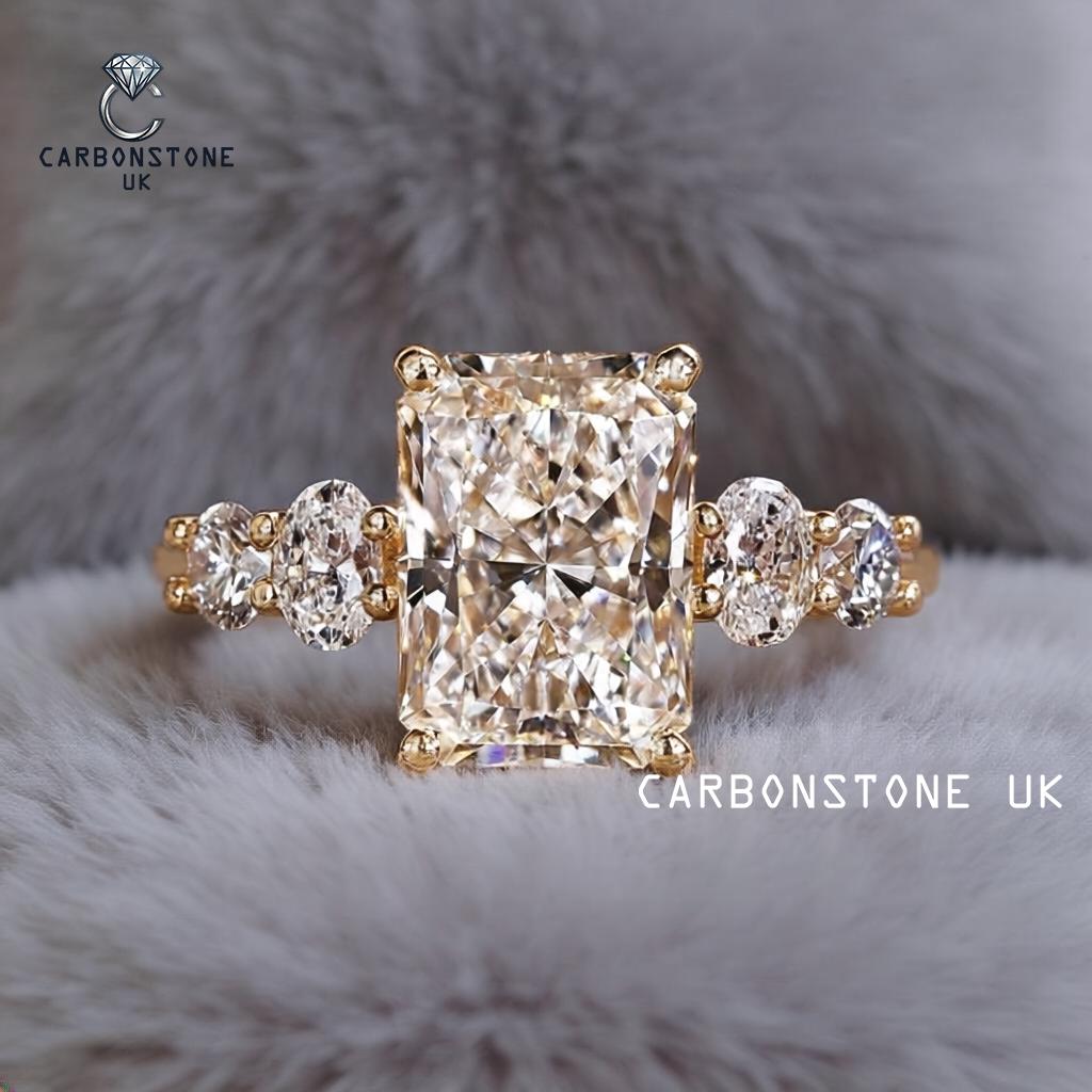 5 Stone Radiant Cut Engagement Ring in Yellow Gold