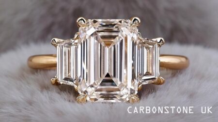 Three Stone Emerald Cut Engagement Ring