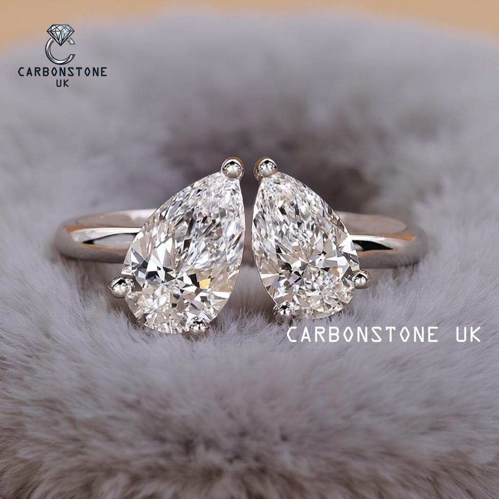 Toi et Moi Pear Cut Engagement Ring in White Gold