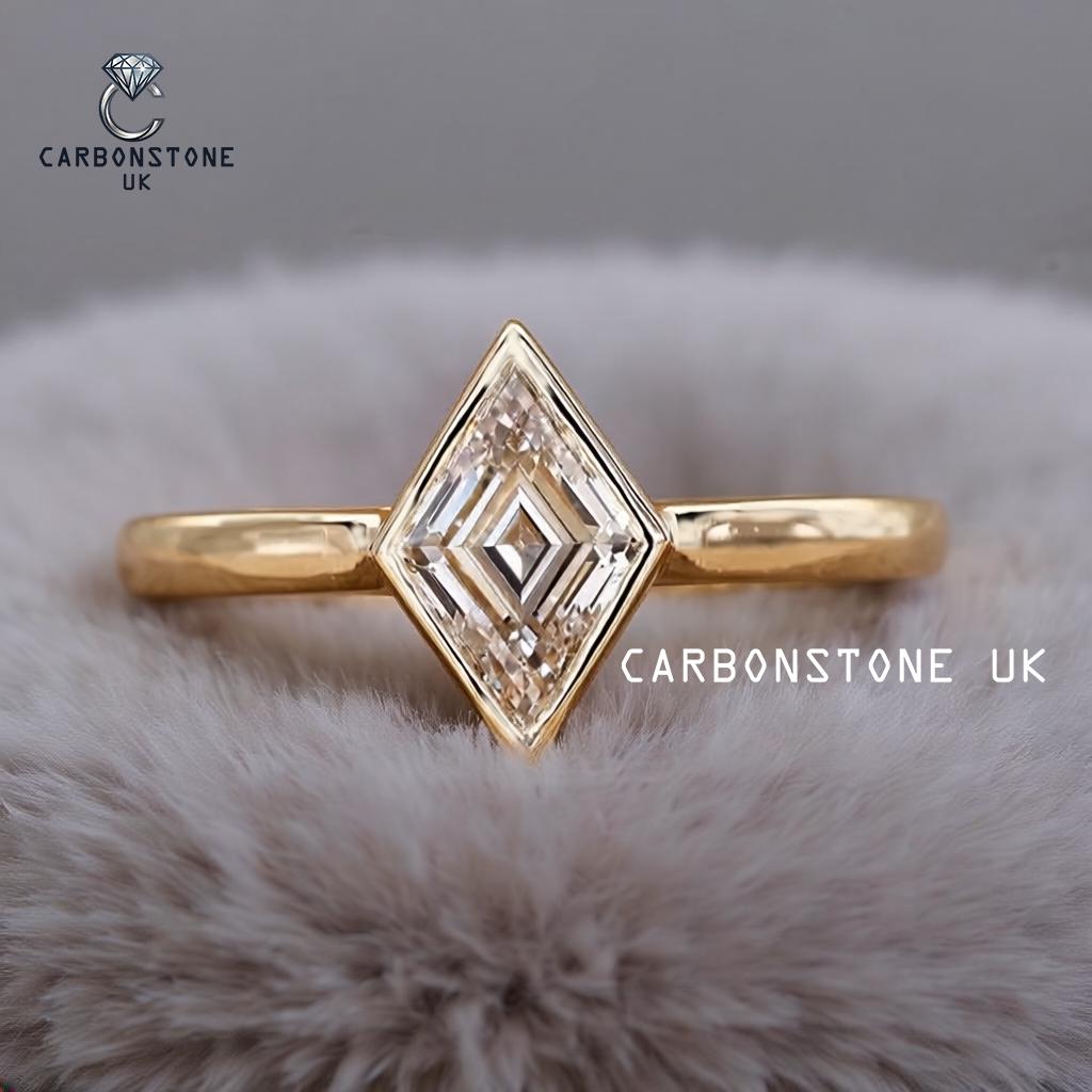 Bezel Lozenge Cut Engagement Ring in Yellow Gold