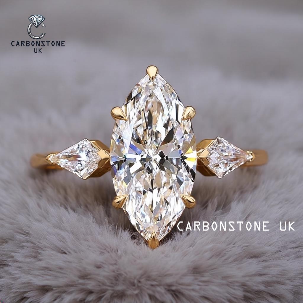 Three Stone Marquise Cut Engagement Ring