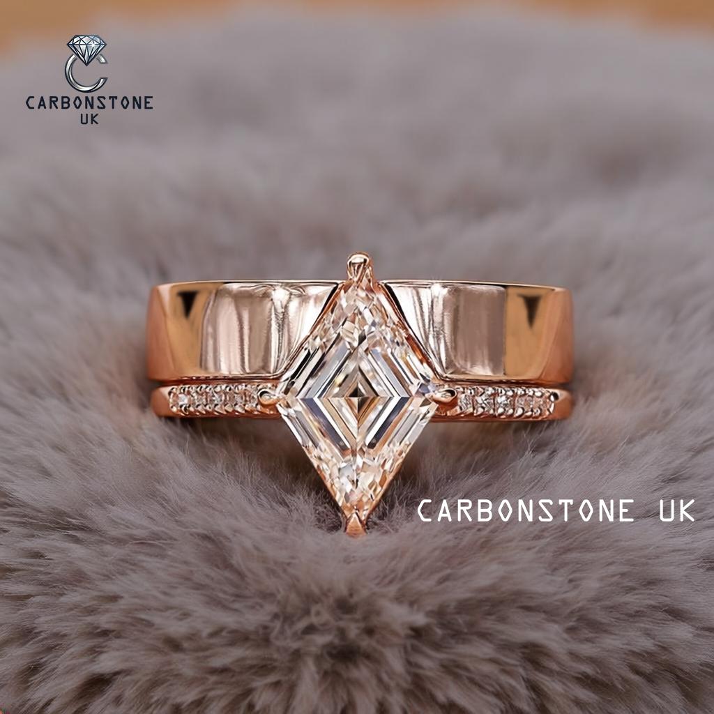Lozenge Cut Bridal Set in Rose Gold