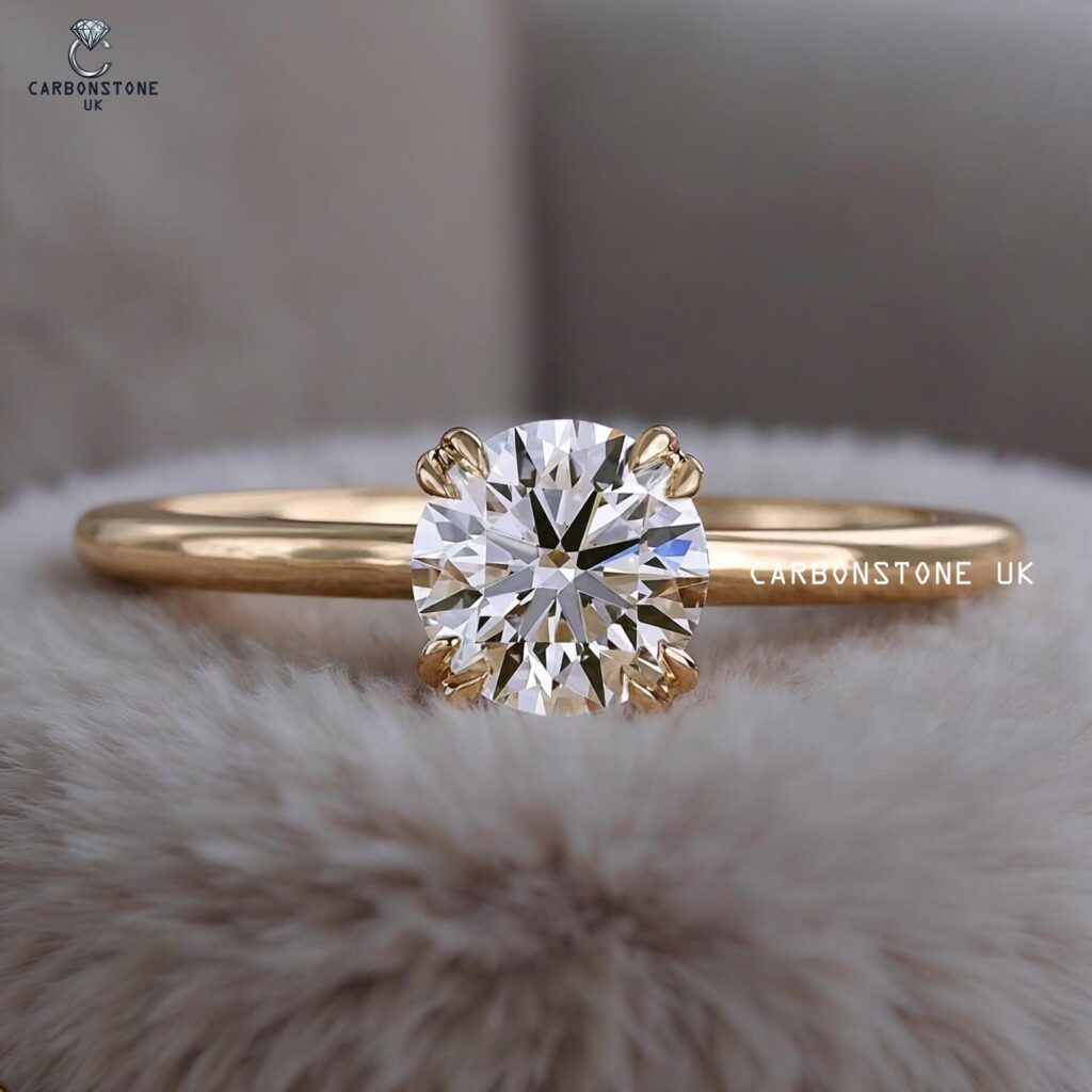 Solitaire Round Cut Engagement Ring in White Gold