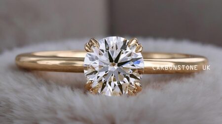 Solitaire Round Cut Engagement Ring in White Gold