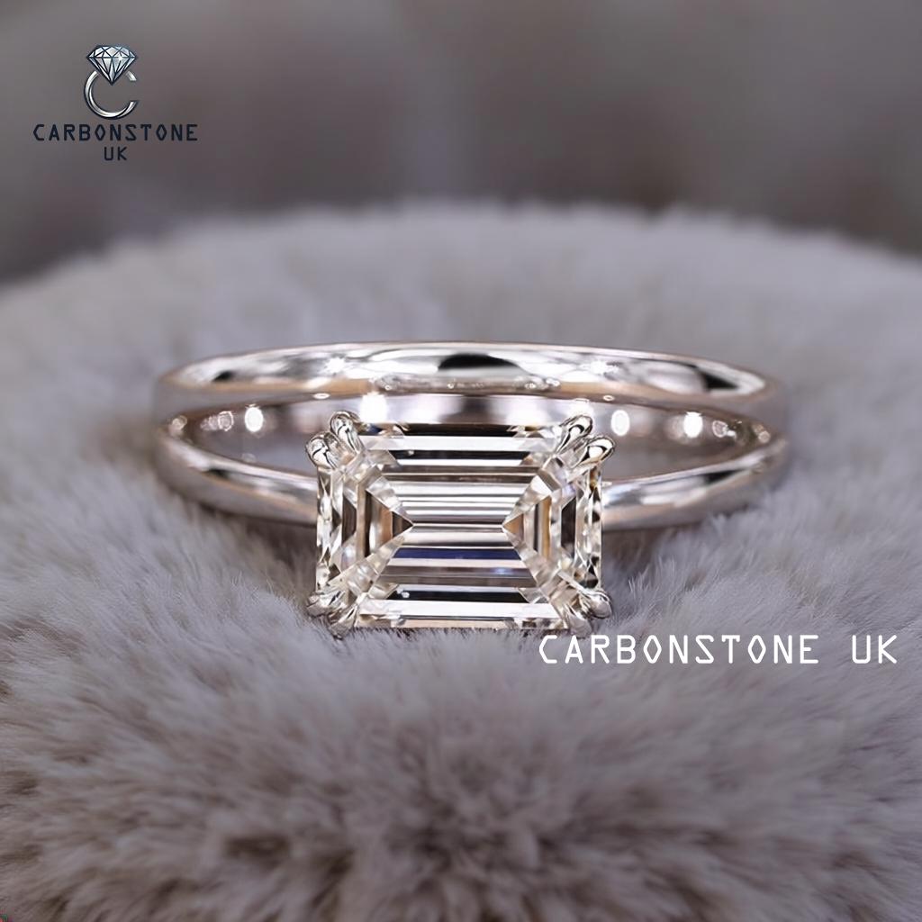 Hidden Halo Emerald Cut Engagement Ring