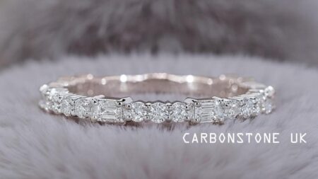Stackable Emerald Cut Three Quarter Eternity Band