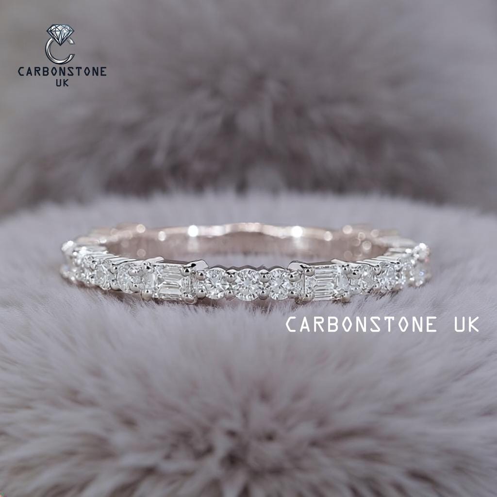 Stackable Emerald Cut Three Quarter Eternity Band