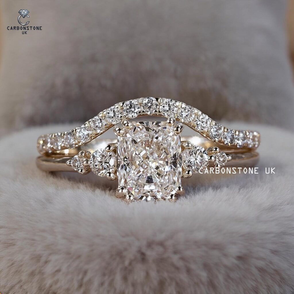Curved Radiant Cut Bridal Set