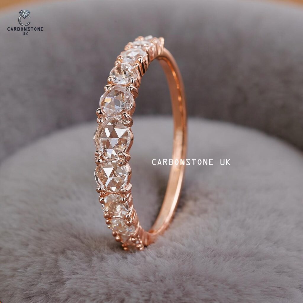 Stackable Rose Cut Wedding Band in Sterling Silver