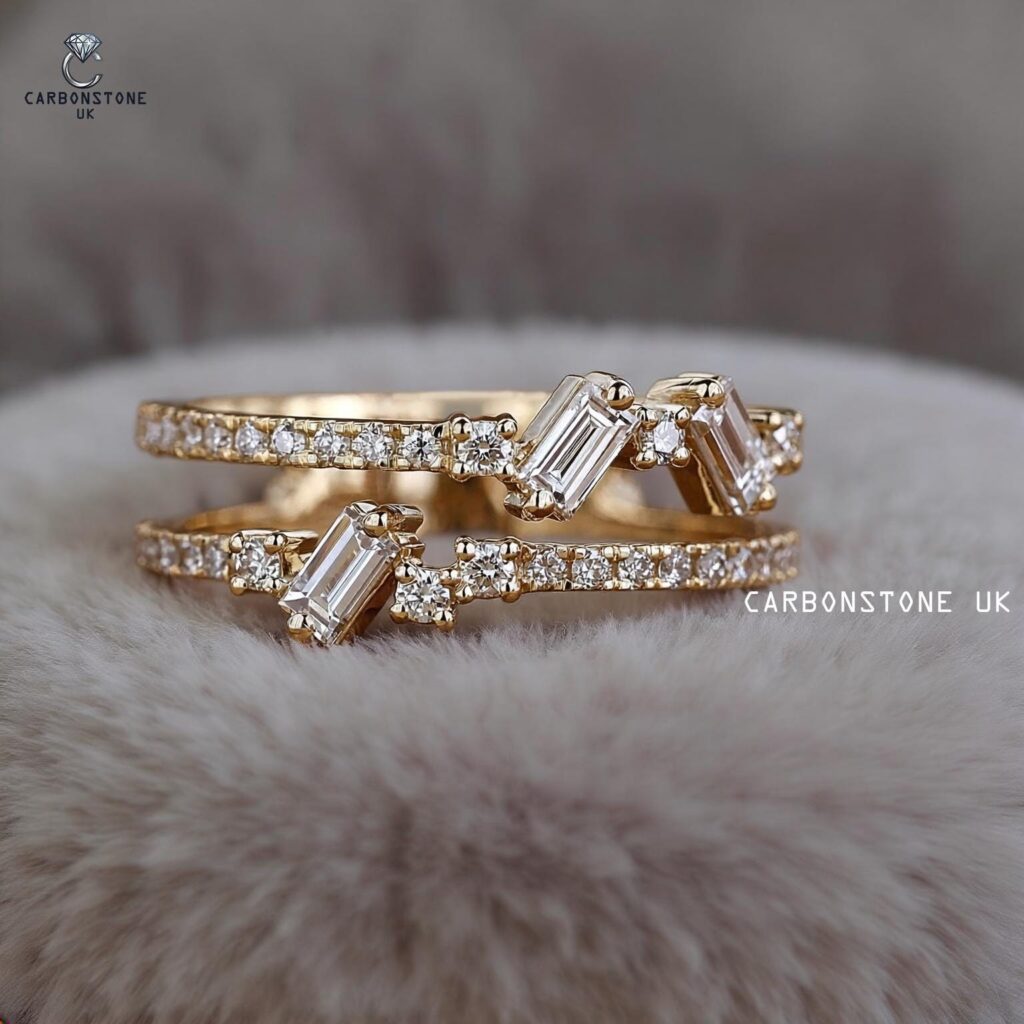 Pave Baguette Cut Wedding Band