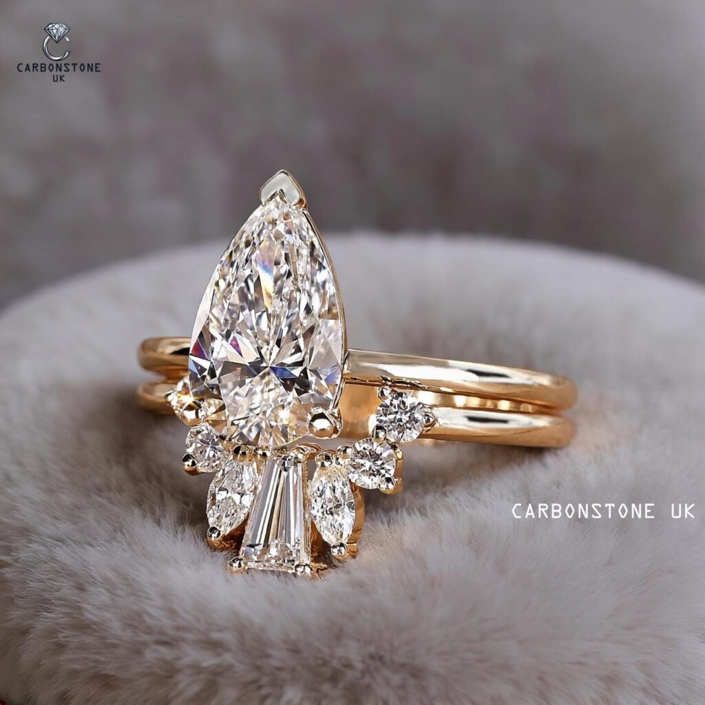 Curved Pear Cut Bridal Set