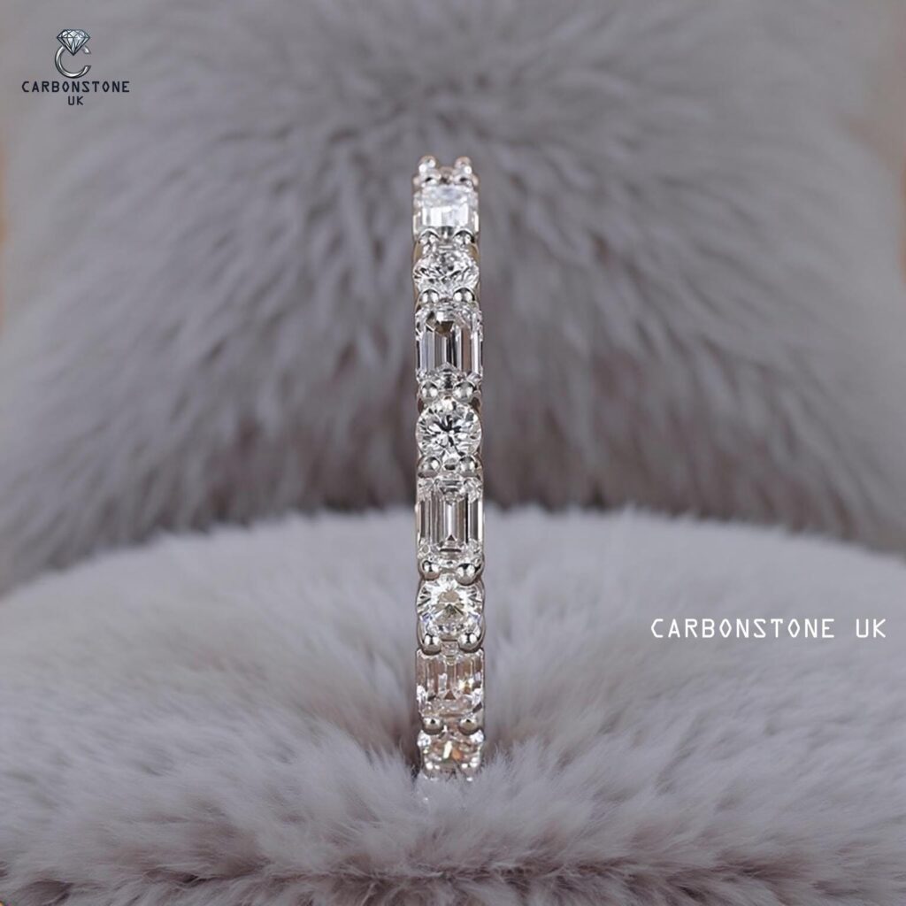 Stackable Emerald Cut Half Eternity Band
