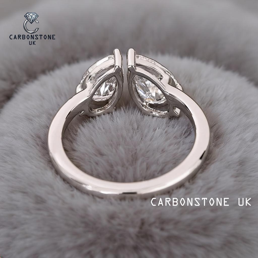 Toi et Moi Pear Cut Engagement Ring in White Gold