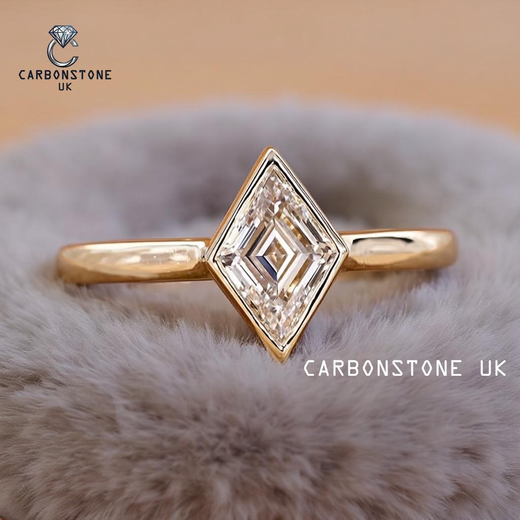 Bezel Lozenge Cut Engagement Ring in Yellow Gold