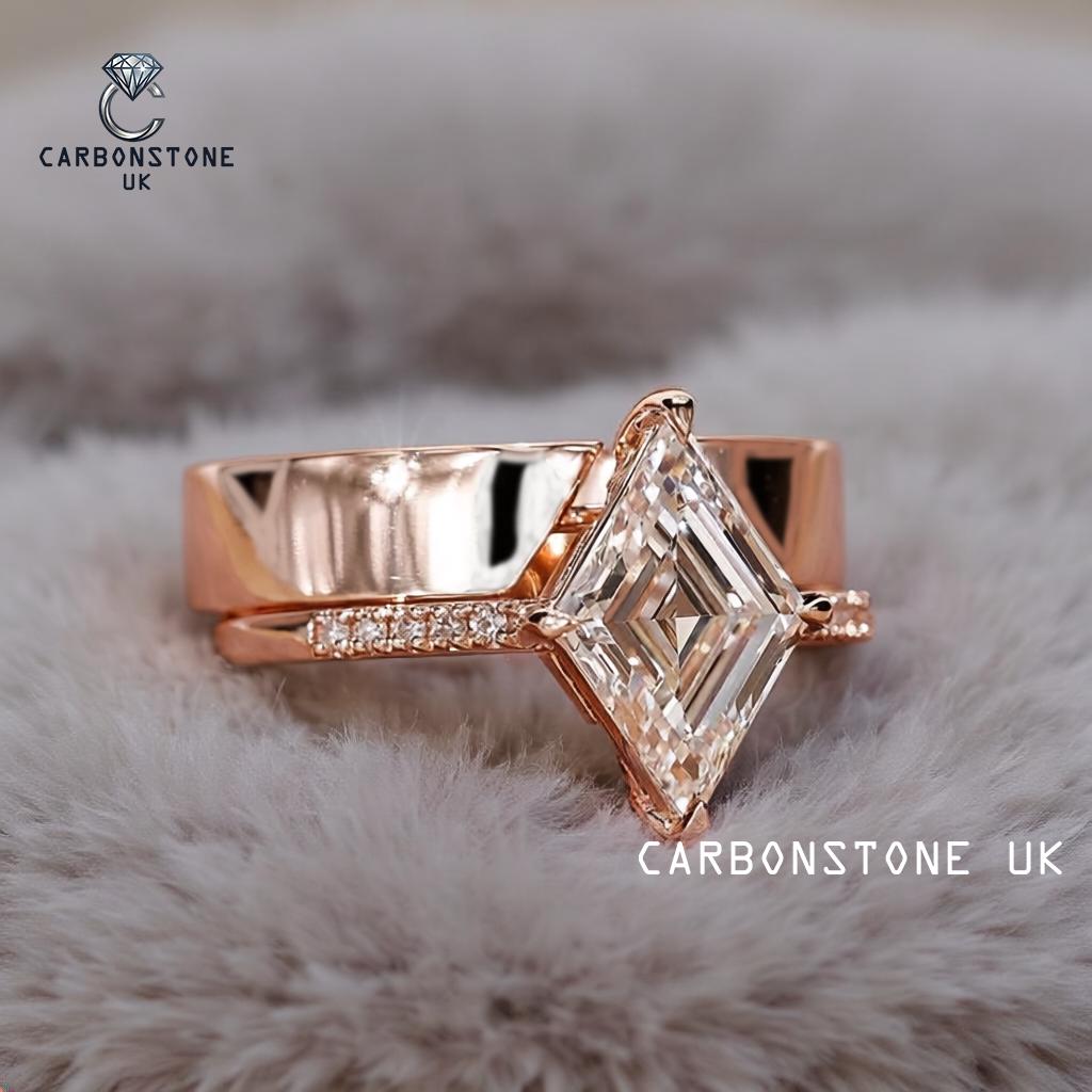 Lozenge Cut Bridal Set in Rose Gold