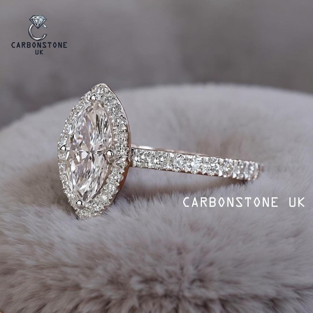 Halo Marquise Cut Engagement Ring in White Gold