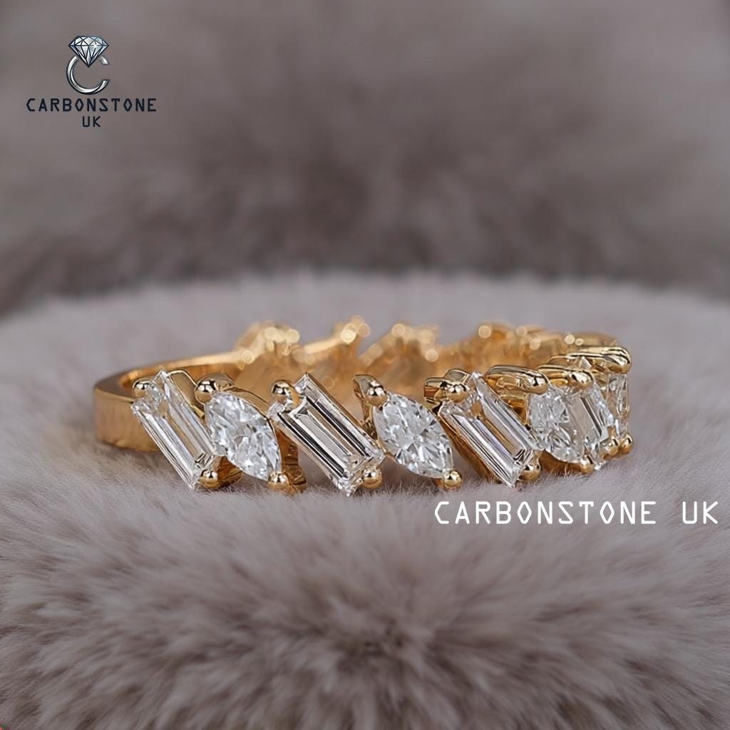 Stackable Baguette Cut Three Quarter Eternity Band