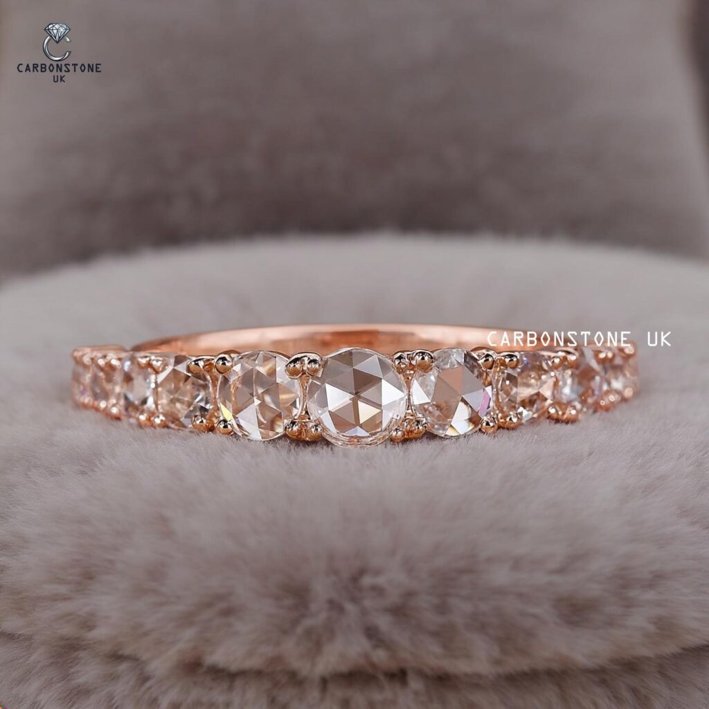 Stackable Rose Cut Wedding Band in Sterling Silver