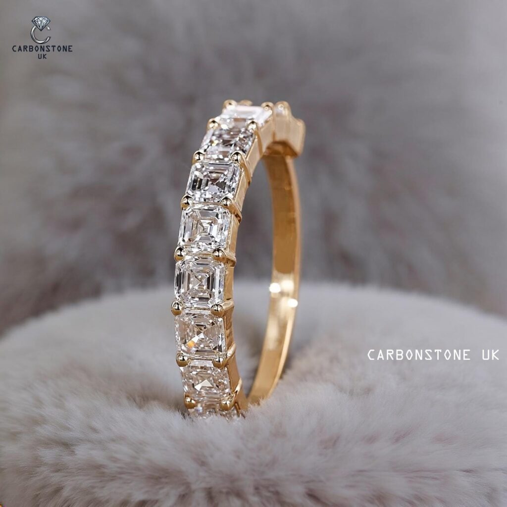 Stackable Asscher Cut Wedding Band in Yellow Gold