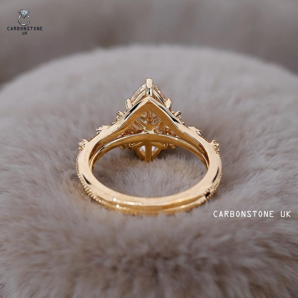 V Shaped Marquise Cut Engagement Ring